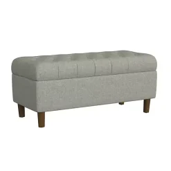 Kirklands Home Tufted Upholstered Storage Bench Gray Clearance