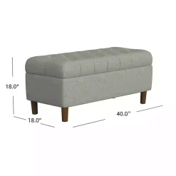 Kirklands Home Tufted Upholstered Storage Bench Gray Clearance