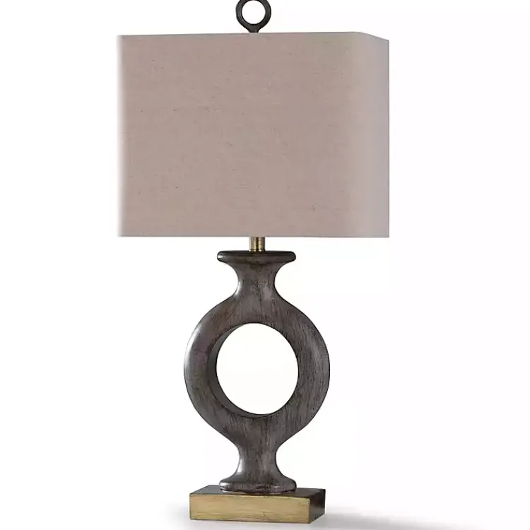 Kirklands Home Gray Tweed Open Hoop Table Lamp Tan Clearance