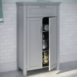 Kirklands Home Two-Door Top Shelf Cabinet Gray