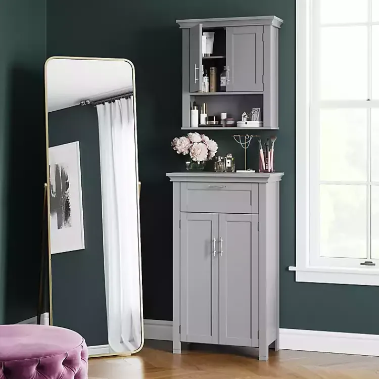 Kirklands Home Two-Door Top Shelf Cabinet Gray