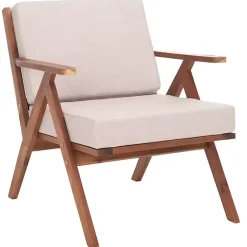 Kirklands Home Upholstered Acacia Wood Outdoor Chair Gray Hot