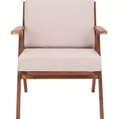 Kirklands Home Upholstered Acacia Wood Outdoor Chair Gray Hot