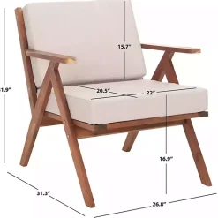 Kirklands Home Upholstered Acacia Wood Outdoor Chair Gray Hot
