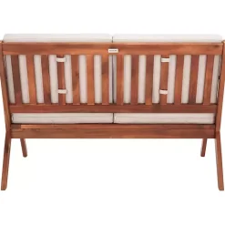 Kirklands Home Upholstered Acacia Wood Outdoor Loveseat Gray Sale