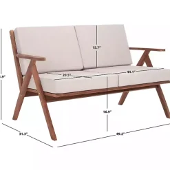 Kirklands Home Upholstered Acacia Wood Outdoor Loveseat Gray Sale