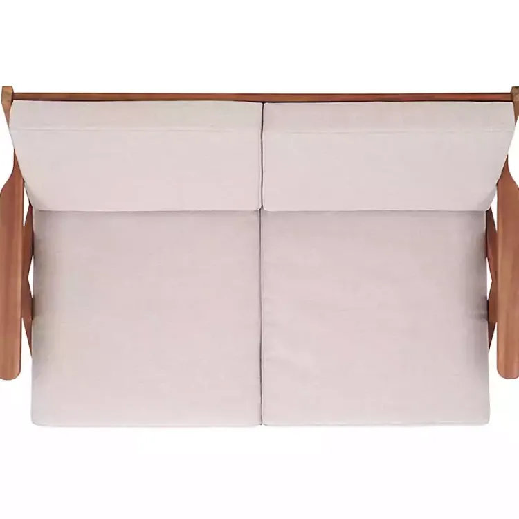 Kirklands Home Upholstered Acacia Wood Outdoor Loveseat Gray Sale