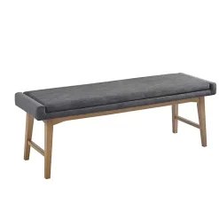 Kirklands Home Upholstered and Wood Legs Bench Gray Discount