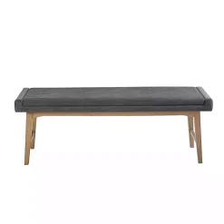 Kirklands Home Upholstered and Wood Legs Bench Gray Discount
