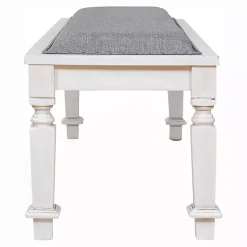 Kirklands Home Upholstered Antique White Quin Bench Gray Discount