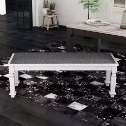 Kirklands Home Upholstered Antique White Quin Bench Gray Discount