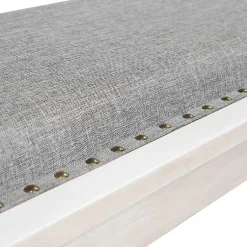 Kirklands Home Upholstered Antique White Quin Bench Gray Discount