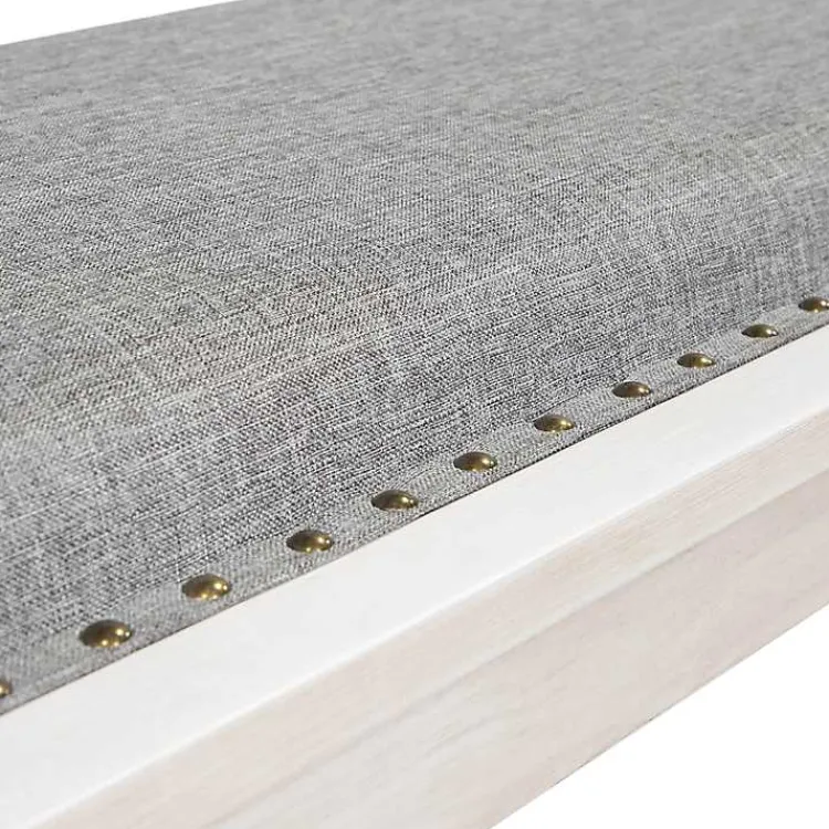 Kirklands Home Upholstered Antique White Quin Bench Gray Discount