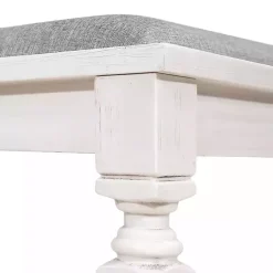 Kirklands Home Upholstered Antique White Quin Bench Gray Discount