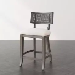 Kirklands Home Gray Upholstered Farmhouse Counter Stool Sale