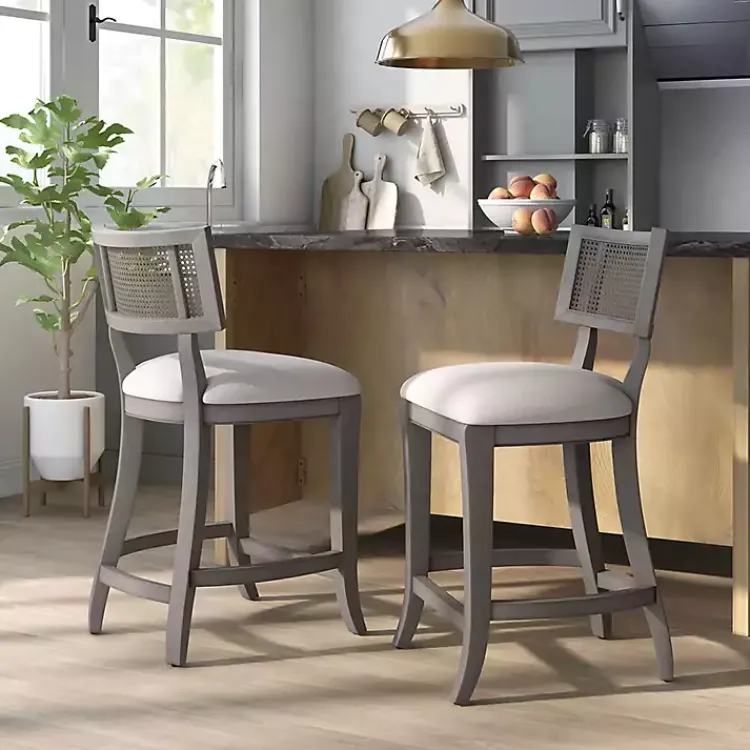 Kirklands Home Gray Upholstered Farmhouse Counter Stool Sale