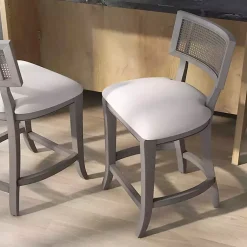 Kirklands Home Gray Upholstered Farmhouse Counter Stool Sale