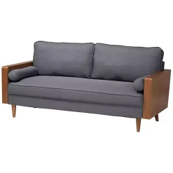 Kirklands Home Upholstered Harley Walnut Sofa Gray Hot