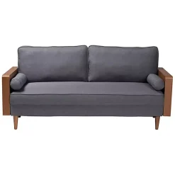 Kirklands Home Upholstered Harley Walnut Sofa Gray Hot