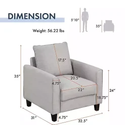 Kirklands Home Upholstered Jorden Accent Chair Gray