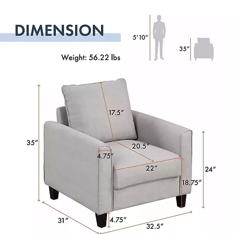 Kirklands Home Upholstered Jorden Accent Chair Gray