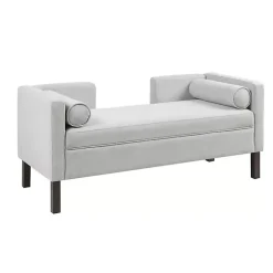 Kirklands Home Upholstered Modern Split Back Bench Gray Discount