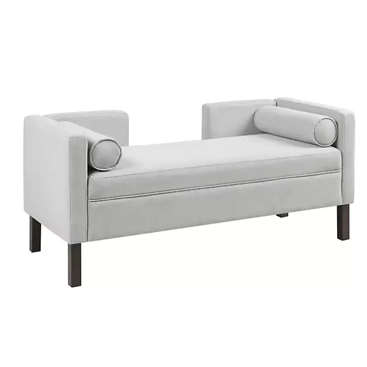 Kirklands Home Upholstered Modern Split Back Bench Gray Discount