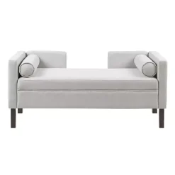 Kirklands Home Upholstered Modern Split Back Bench Gray Discount