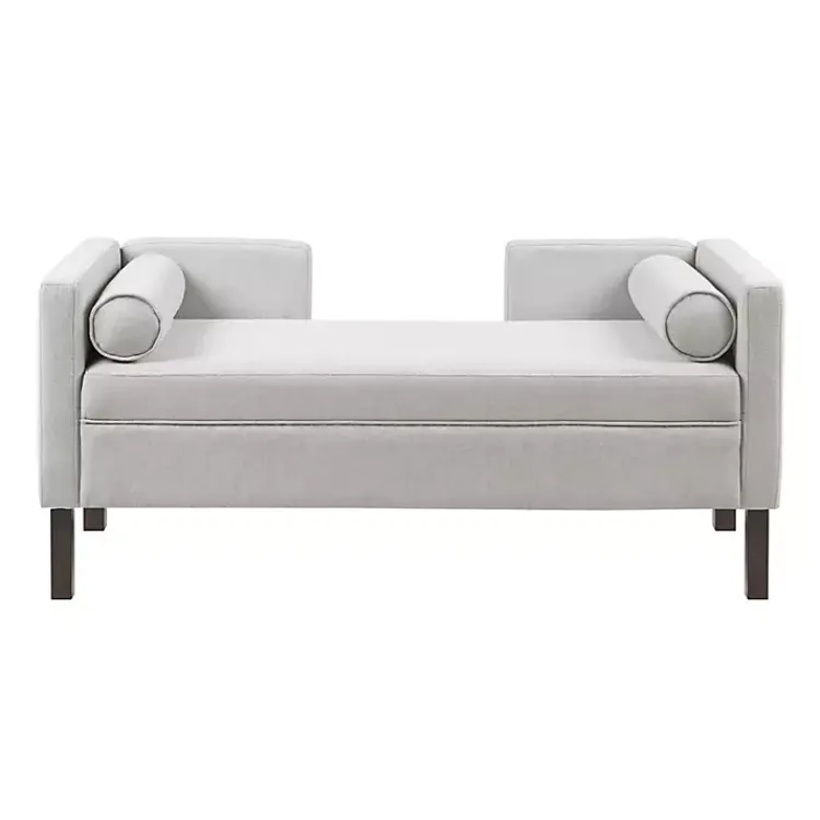 Kirklands Home Upholstered Modern Split Back Bench Gray Discount
