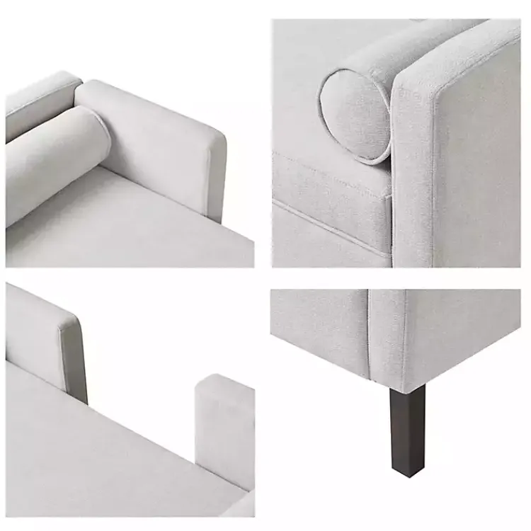 Kirklands Home Upholstered Modern Split Back Bench Gray Discount