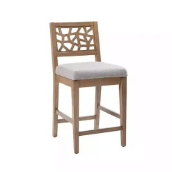 Kirklands Home Upholstered Oak Crackle Counter Stool Gray Best