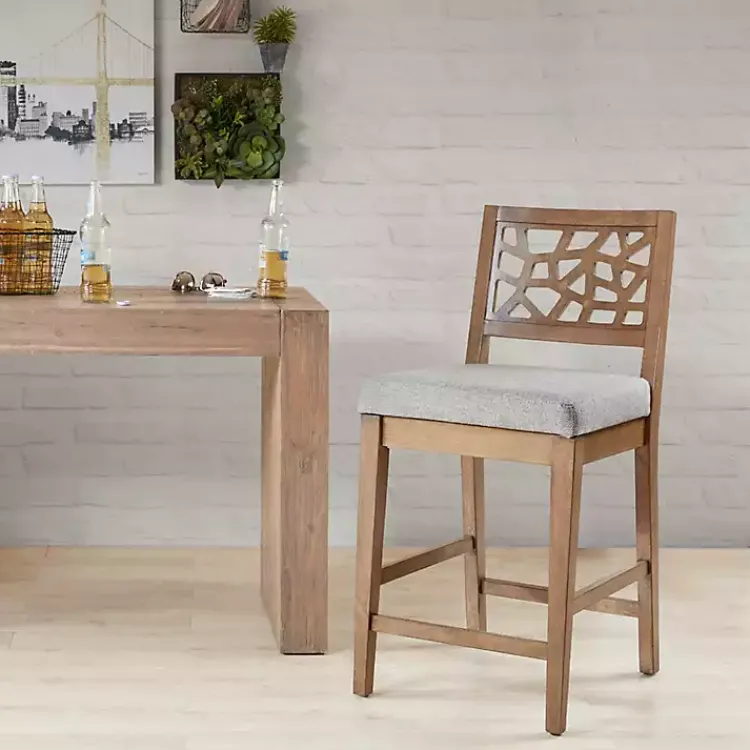 Kirklands Home Upholstered Oak Crackle Counter Stool Gray Best