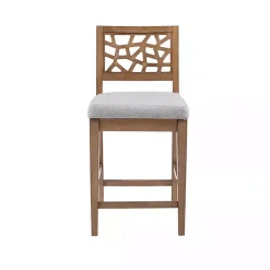 Kirklands Home Upholstered Oak Crackle Counter Stool Gray Best
