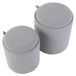 Kirklands Home Upholstered Ottomans with Tray Tops, Set of 2 Gray New