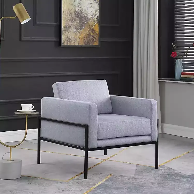 Kirklands Home Upholstered Square Accent Chair Gray