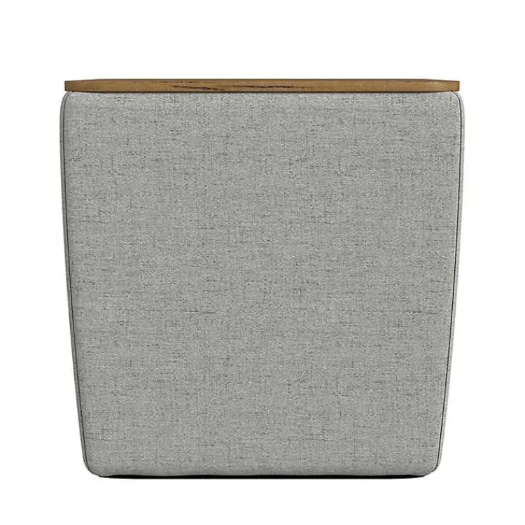 Kirklands Home Upholstered Storage Ottoman with Wood Lid Gray Hot