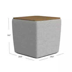 Kirklands Home Upholstered Storage Ottoman with Wood Lid Gray Hot