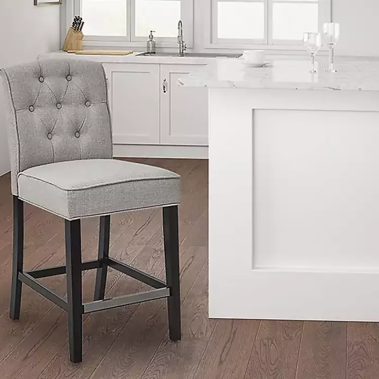 Kirklands Home Upholstered Tufted Button Back Counter Stool Gray Discount