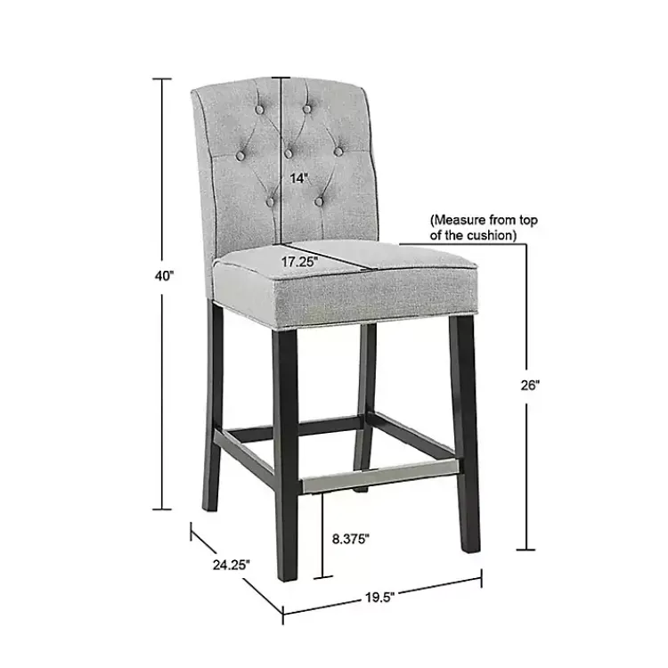 Kirklands Home Upholstered Tufted Button Back Counter Stool Gray Discount