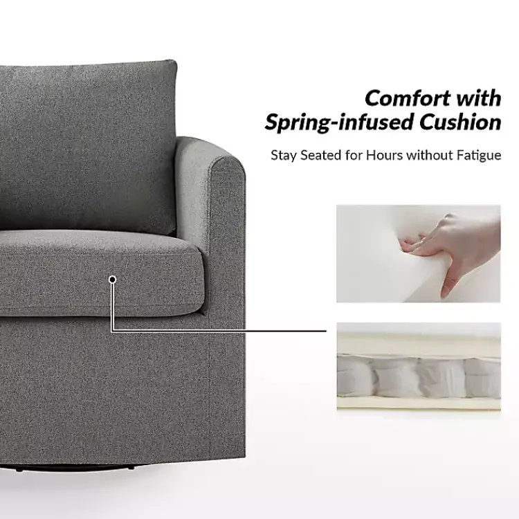 Kirklands Home Upholstered Vasser Slipcover Swivel Chair Gray New
