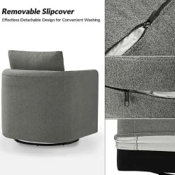Kirklands Home Upholstered Vasser Slipcover Swivel Chair Gray New