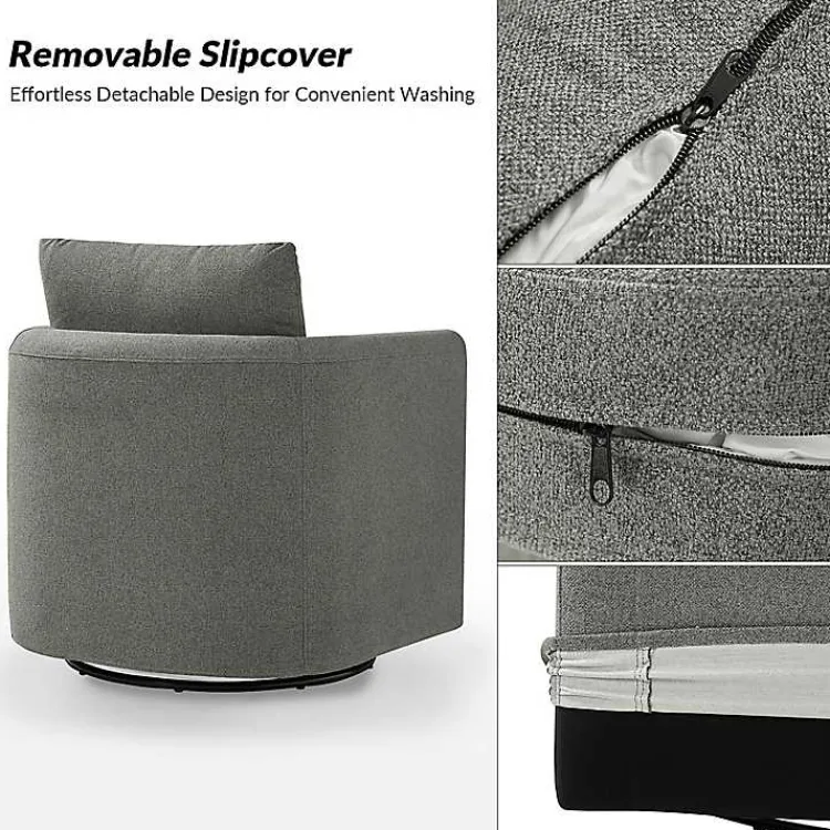 Kirklands Home Upholstered Vasser Slipcover Swivel Chair Gray New