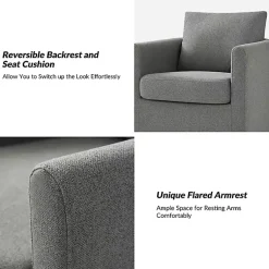 Kirklands Home Upholstered Vasser Slipcover Swivel Chair Gray New