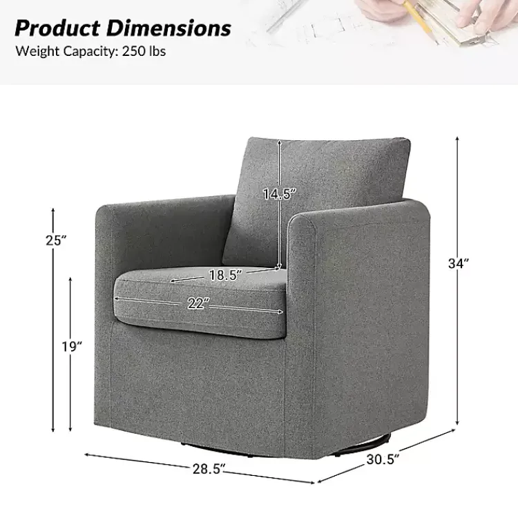 Kirklands Home Upholstered Vasser Slipcover Swivel Chair Gray New