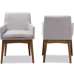 Kirklands Home Upholstered Walnut Dining Chairs, Set of 2 Gray Outlet