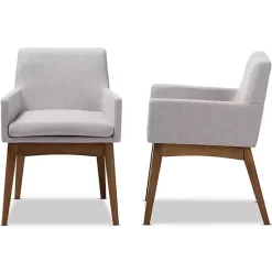 Kirklands Home Upholstered Walnut Dining Chairs, Set of 2 Gray Outlet