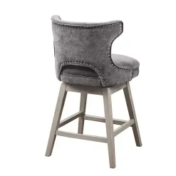 Kirklands Home Upholstered Wood Swivel Counter Stool Gray Online