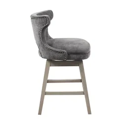Kirklands Home Upholstered Wood Swivel Counter Stool Gray Online
