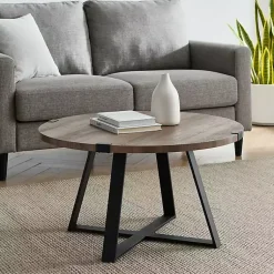 Kirklands Home Urban Rustic Round Coffee Table Gray Hot