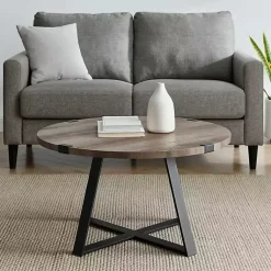 Kirklands Home Urban Rustic Round Coffee Table Gray Hot